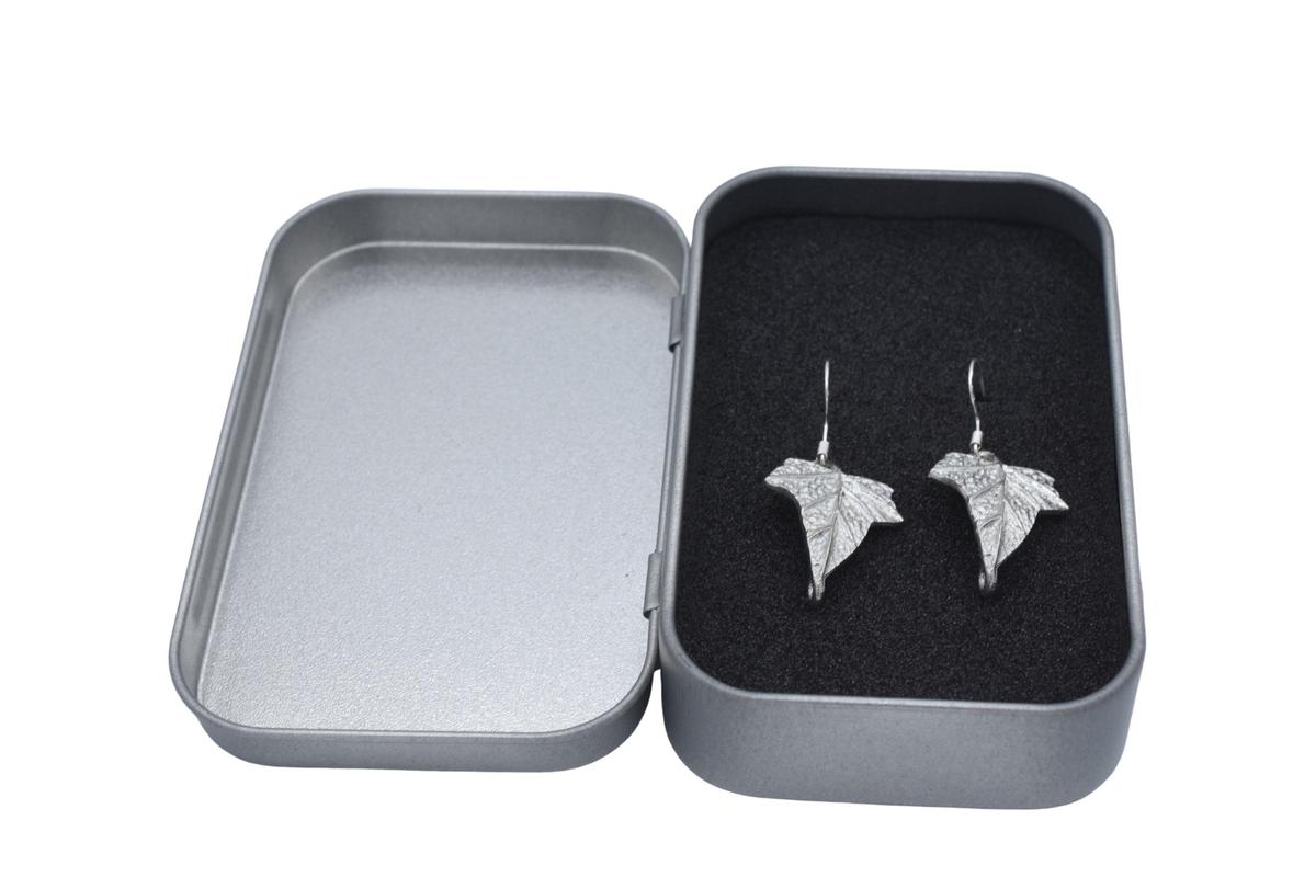 Tin Detailed Leaf Design Earrings - Anniversary or Birthday Gift
