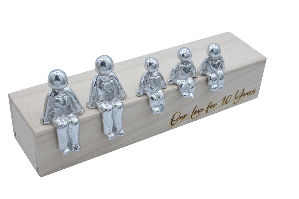 Our Love For 10 Years- Tin Sculpture Figurines- 10th Anniversary - Valentines