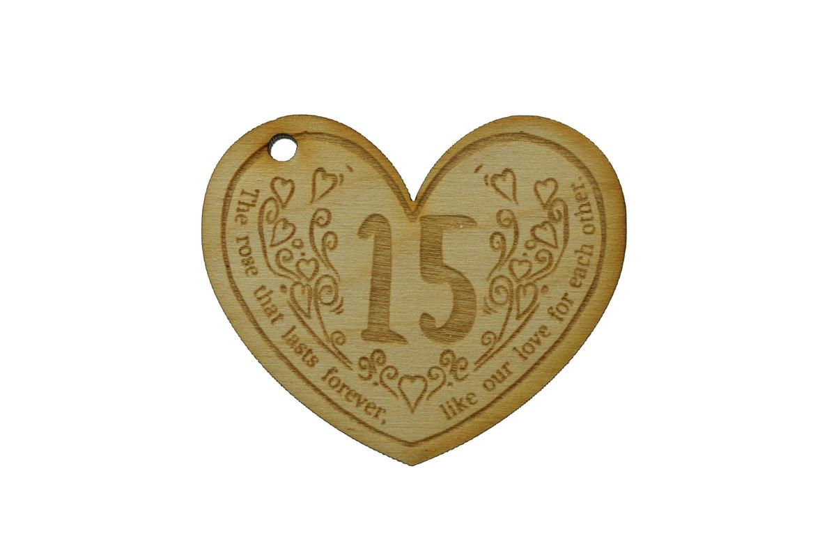 15th Anniversary Forever Rose with Wooden Token