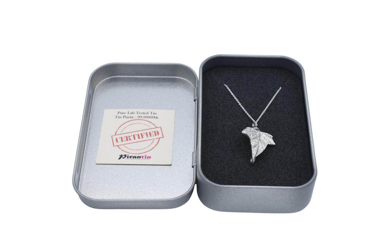 Tin Leaf Pendant/Necklace - 10th Wedding Anniversary. Birthday.