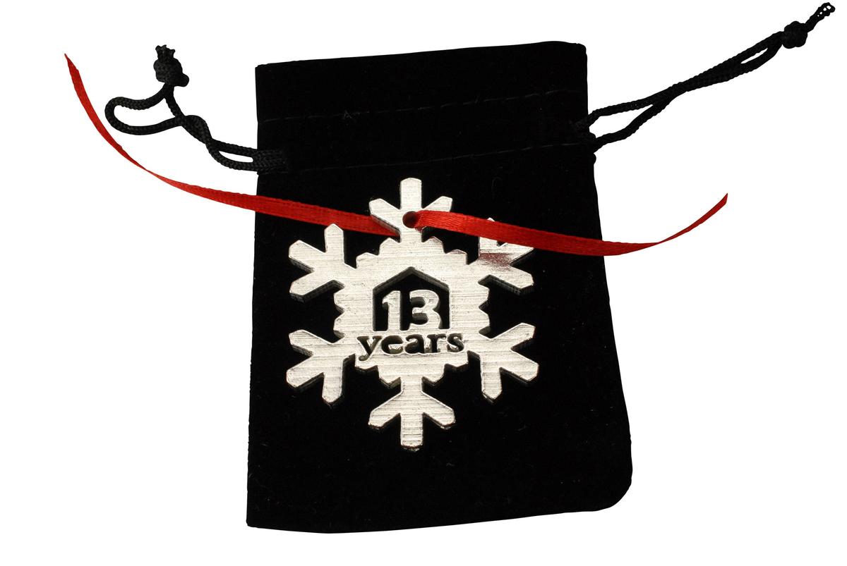 13 Year Cut Out Metal Snowflake Christmas Tree Hanging Decoration - 13th Wedding Anniversary
