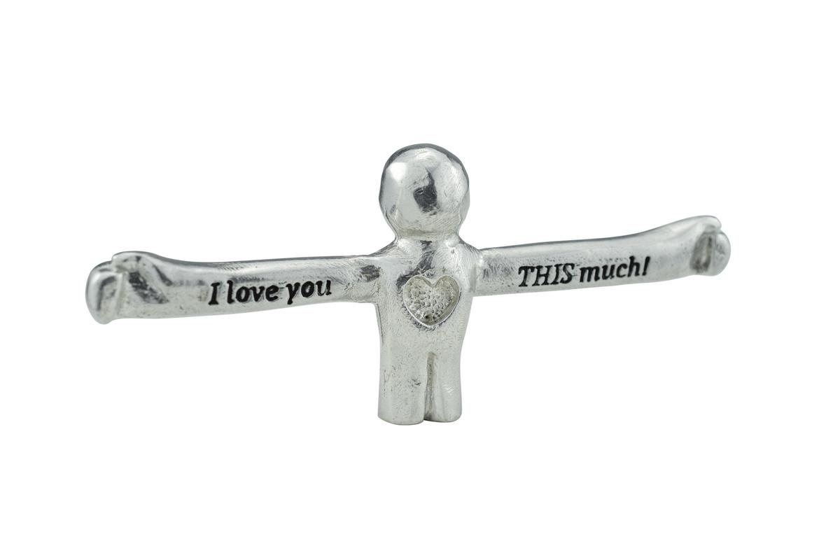 11th Anniversary I Love You This Much Figure Couple Sculpture Pure Tin Wedding Anniversary Gift Steel Anniversary