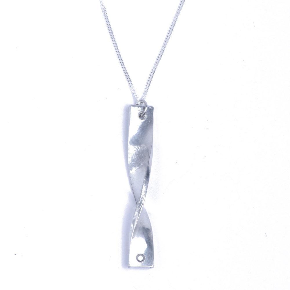 10th Anniversary Tin Twist Pendant – Diamond Accent, Sterling Silver Chain