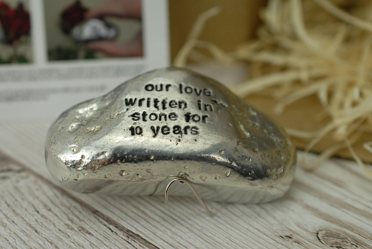 10th Anniversary Pure Tin Rock Our Love Written in Stone Wedding Anniversary Gift for Husband Tin Anniversary Paperweight