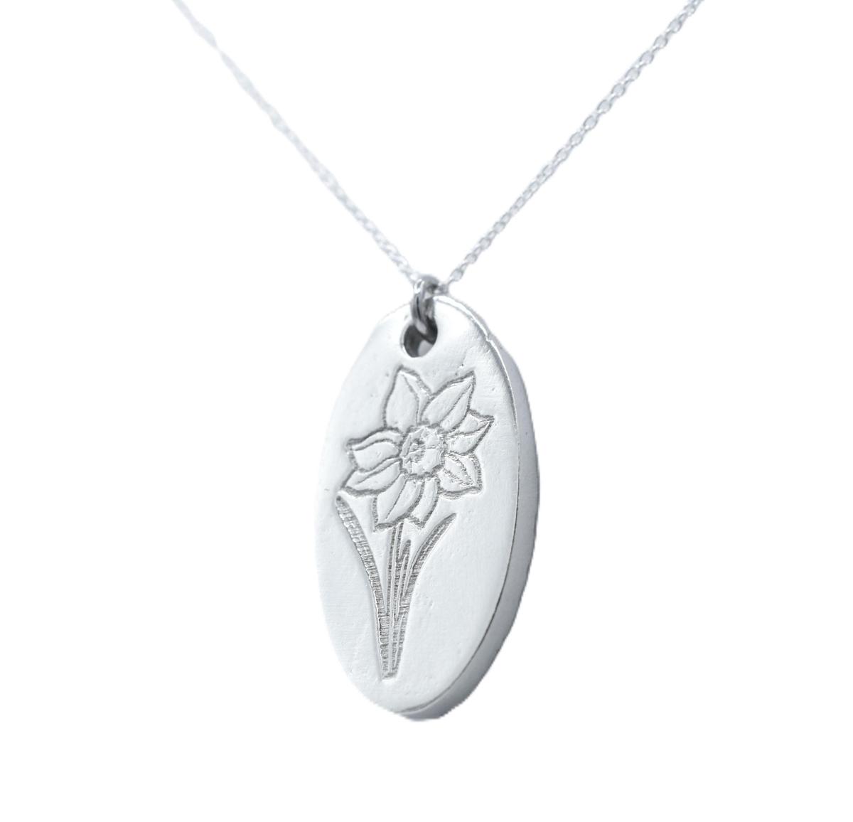 Tin 10th Wedding Anniversary Daffodil Pendant (made from pure tin content)