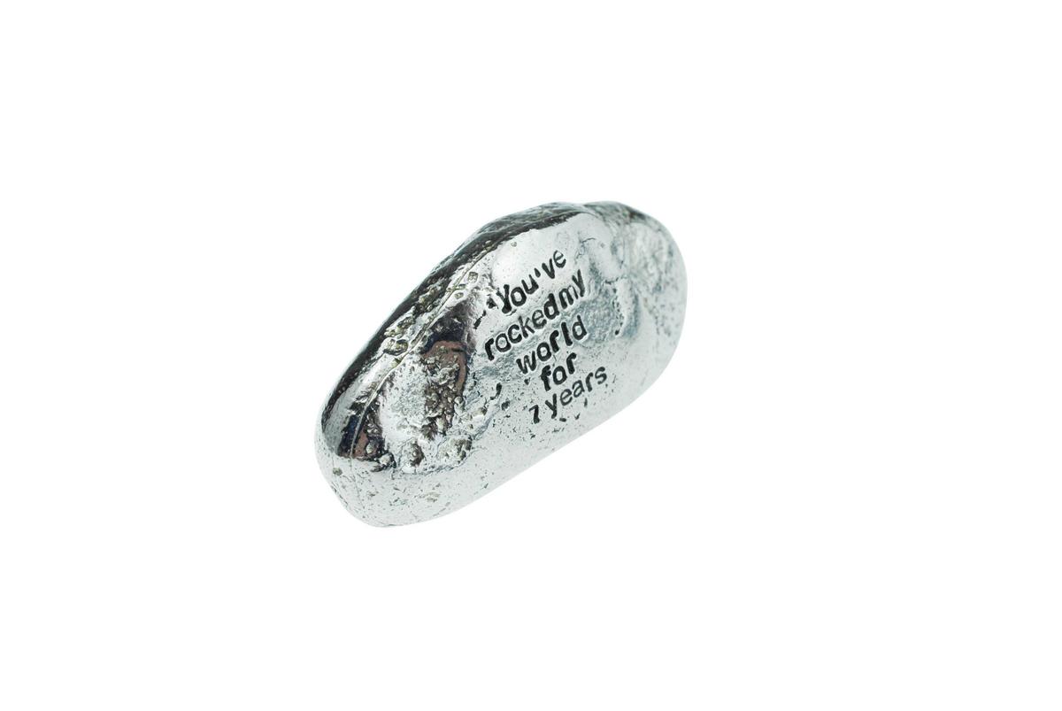 7 Year Anniversary Gift, You've Rocked My World For 7 Years - Solid Metal Heavy Casted Rock