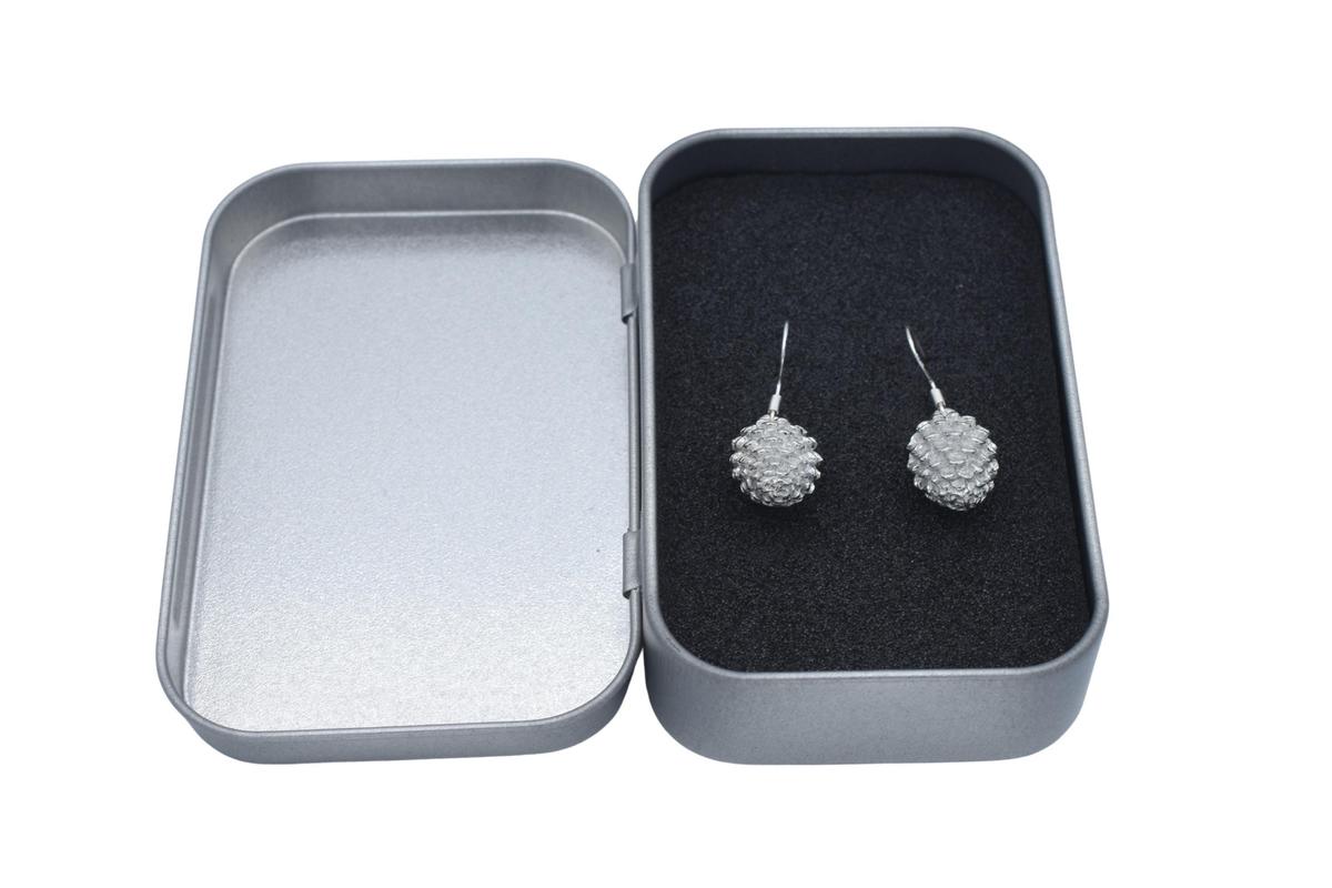 Tin Pinecone Design Earrings - Anniversary or Birthday Gift