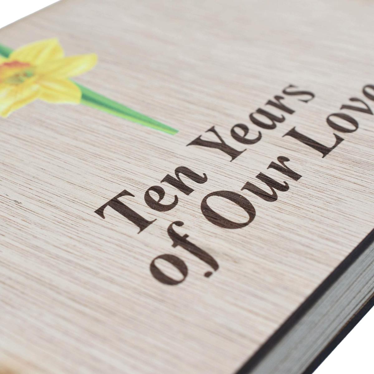 Colour Daffodil 'Ten Years Of Our Love' - Scrapbook, Photo album or Notebook Idea For 10th Anniversary