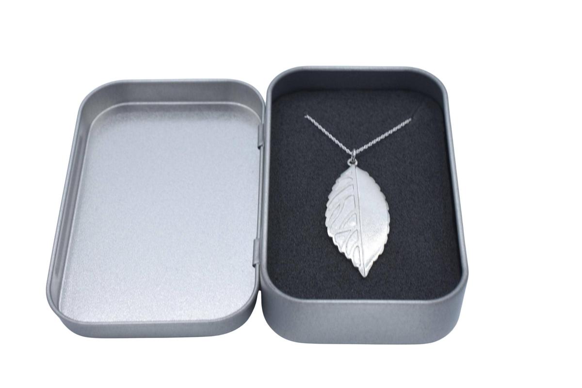 Tin Leaf Pendant/Necklace - 10th Wedding Anniversary. Birthday.