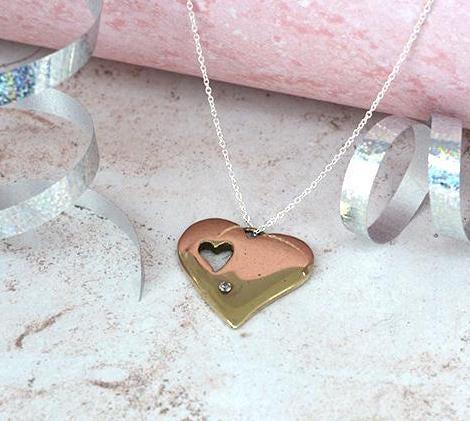 8 Year Wedding Anniversary Bronze and Diamond Pendant