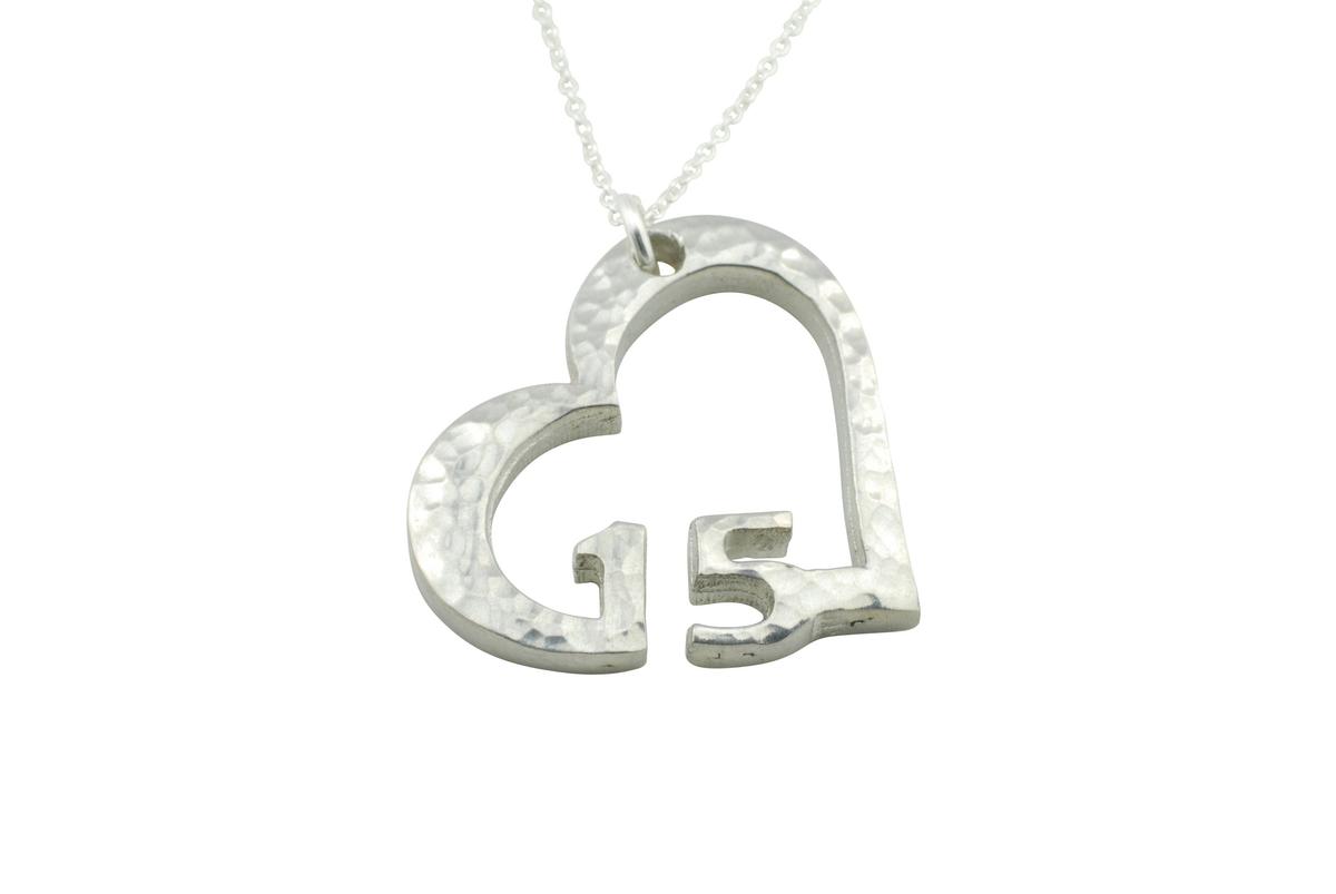15th Anniversary Beaten Heart Pendant with Sterling Silver Chain