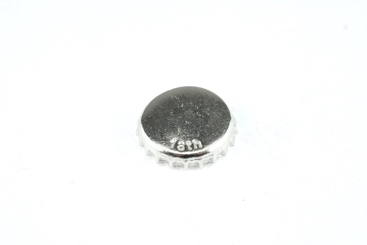 18th. Tin Bottle Cap Keyring/Keychain. Token.  Birthday. Christmas.