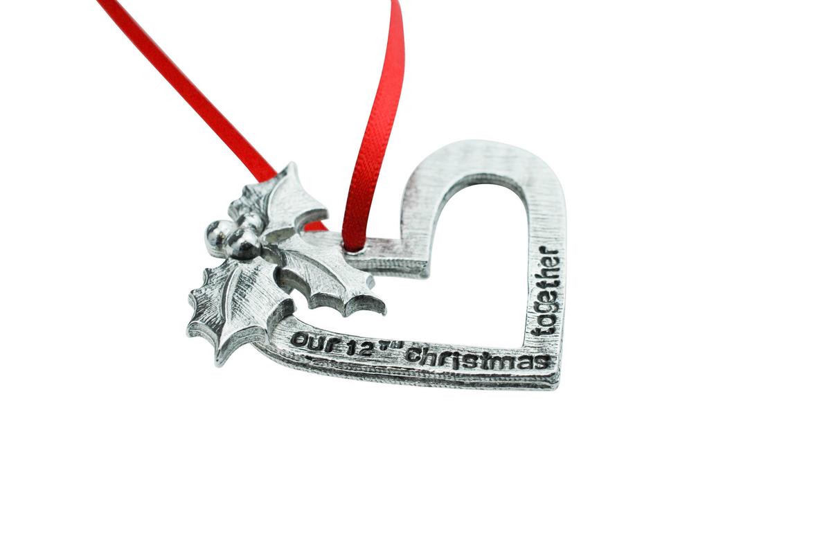 12th Anniversary Christmas Tree Ornament - Reads Our 12th Christmas Together