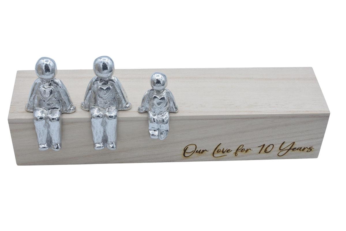 Our Love For 10 Years- Tin Sculpture Figurines- 10th Anniversary - Valentines