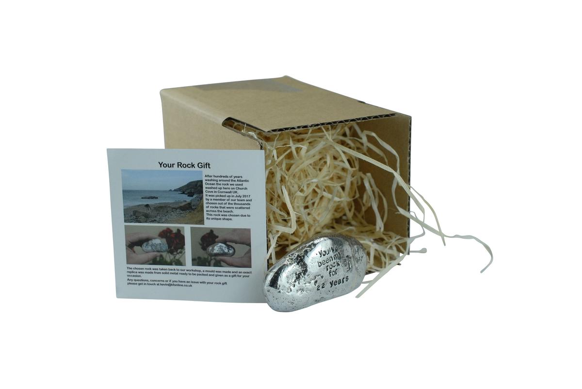 22nd Anniversary Gift for Husband | 'You’ve Been My Rock' Engraved Metal Rock Ornament | 22 Year Wedding Anniversary Keepsake Gift