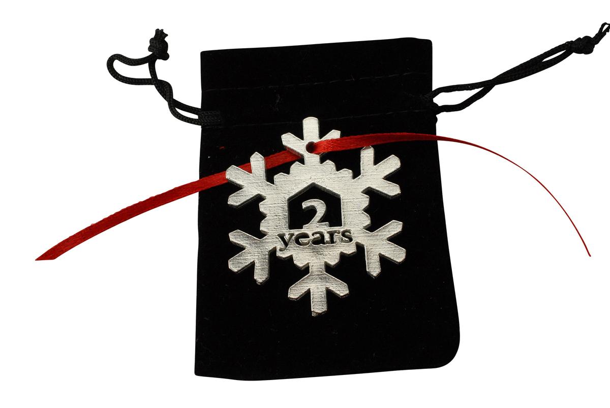 2 Year Cut Out Metal Snowflake Christmas Tree Hanging Decoration - 2nd Wedding Anniversary