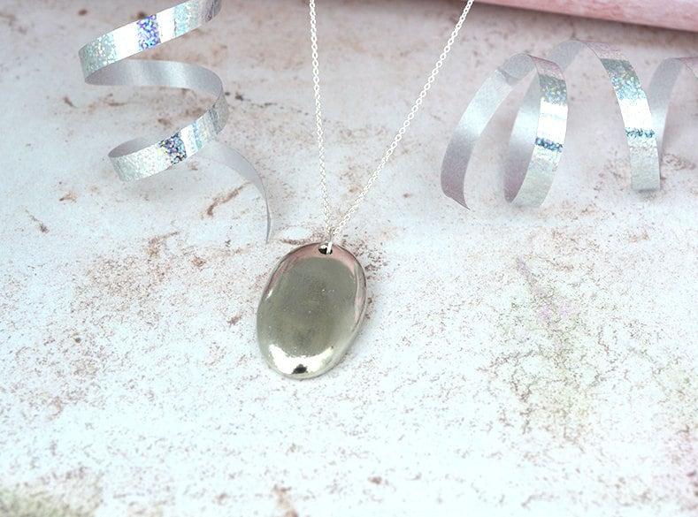 Solid Tin Pebble Pendant - Stunningly Simple Necklace