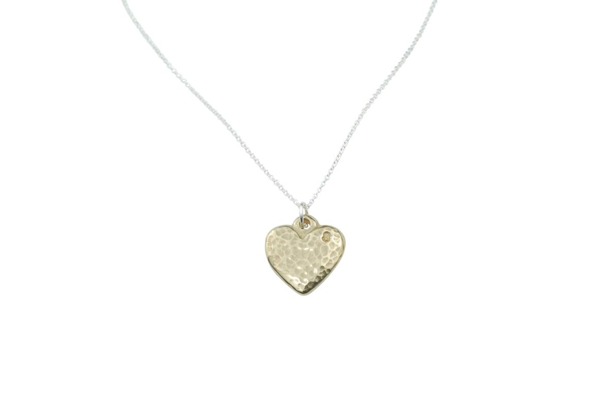 Bronze Beaten Heart Pendant - Stamped 8 in the Corner