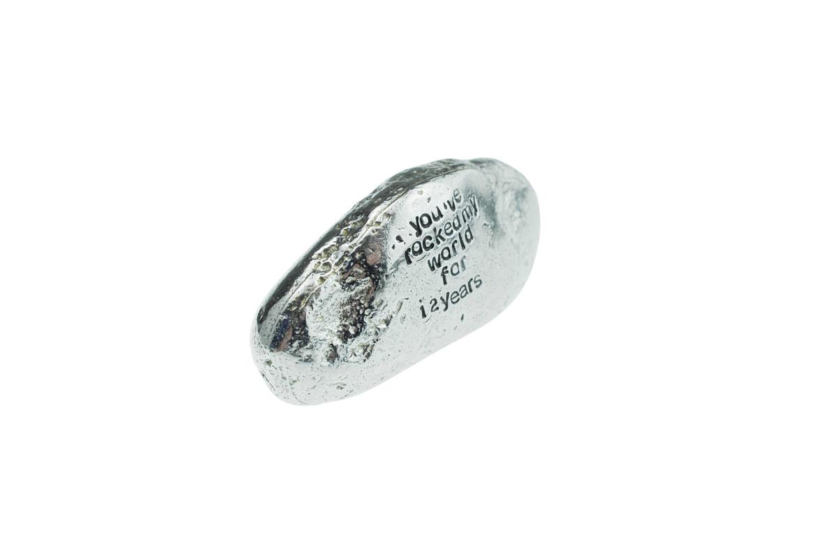 12 Year Anniversary Gift, You've Rocked My World For 12 Years - Solid Metal Heavy Casted Rock