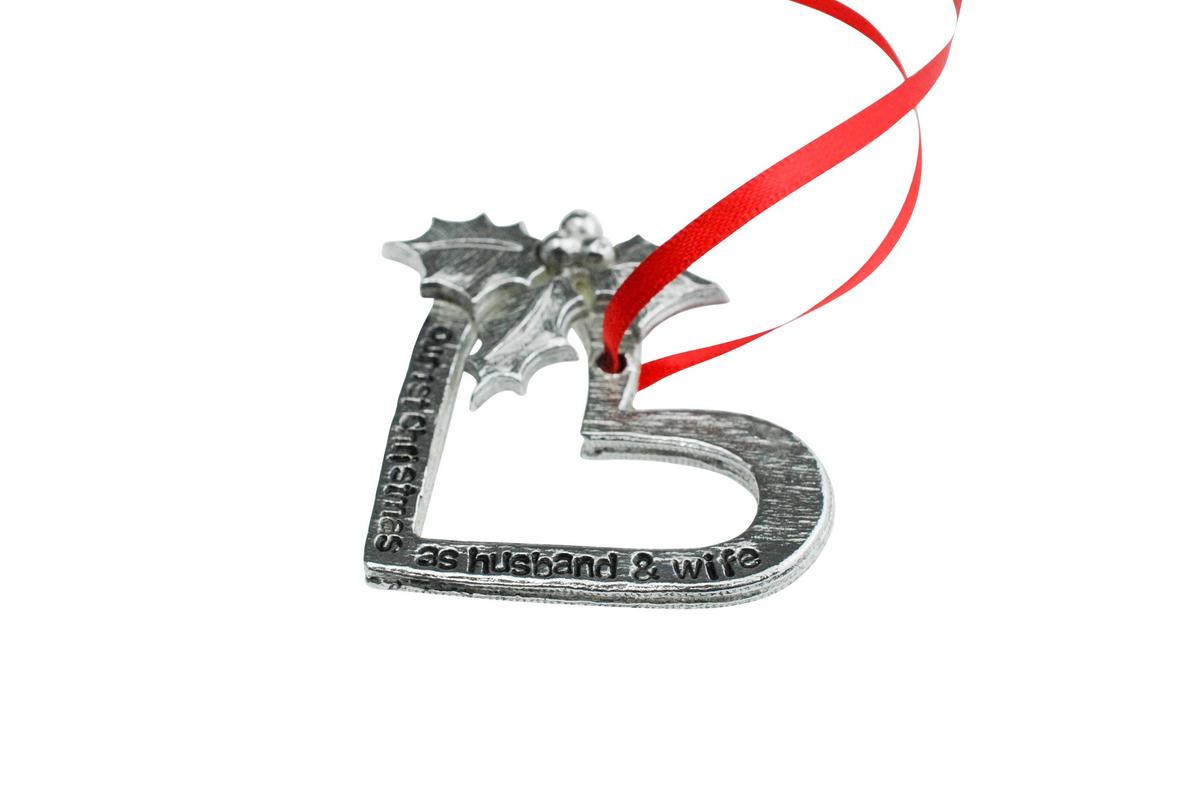 1 Year Anniversary Christmas Tree Ornament - Reads Our 1st Christmas as Husband & Wife