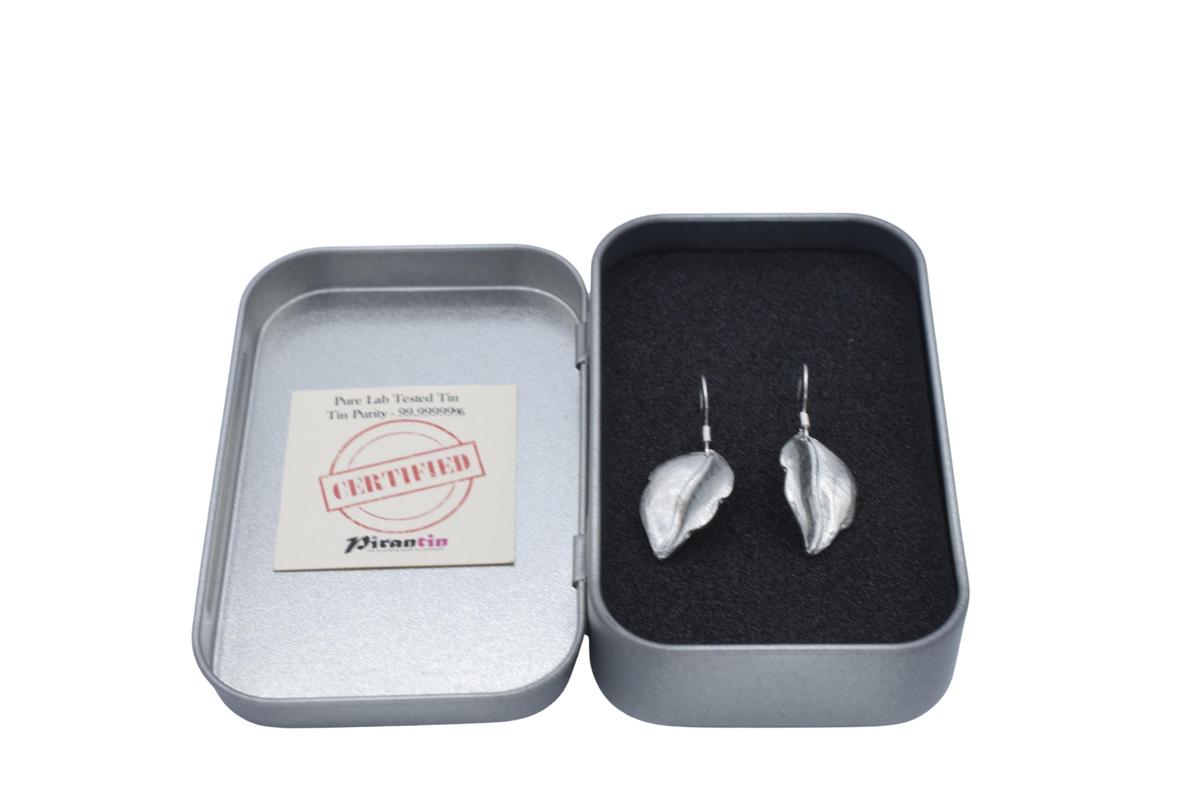 Tin Leaf Design Earrings - Anniversary or Birthday Gift