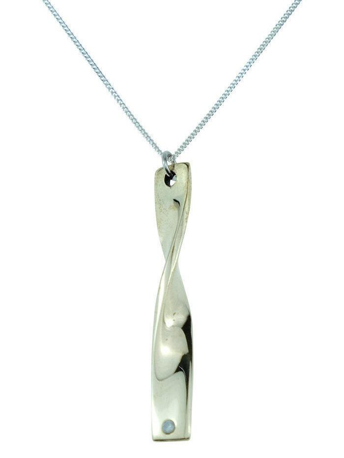 Twisted Bronze Diamond Pendant - 8th Anniversary Gift, Sterling Silver Chain