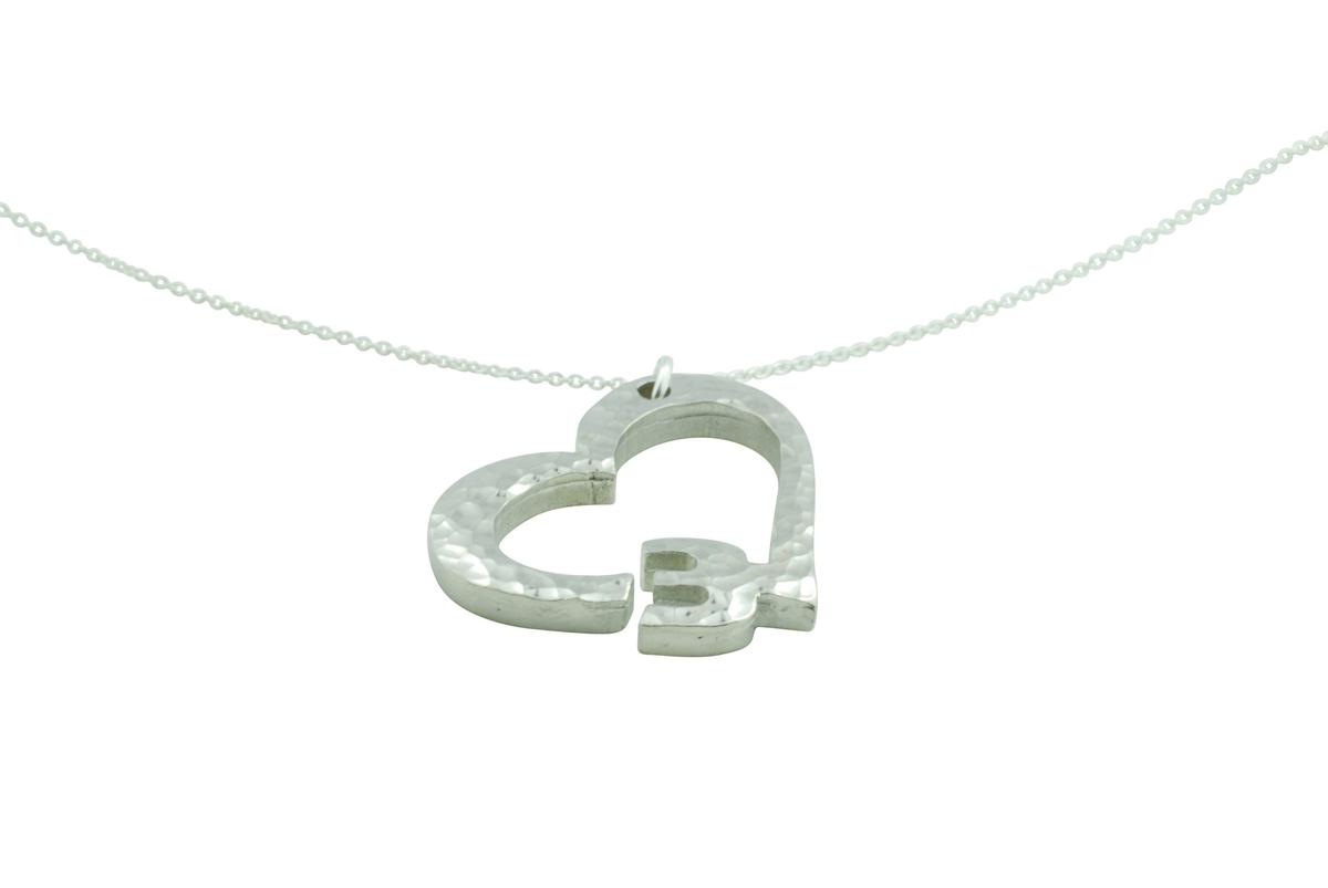 3rd Anniversary Beaten Heart Pendant with Sterling Silver Chain
