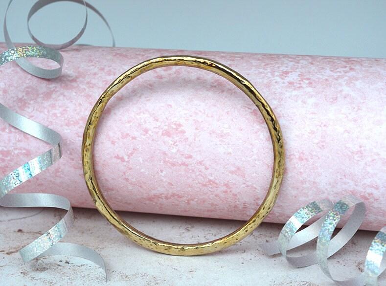 Bronze Beaten Bangle - 8th Anniversary Gift for Her