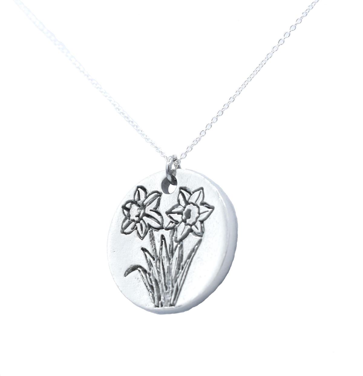 Tin 10th Wedding Anniversary Daffodil Pendant (made from pure tin content)