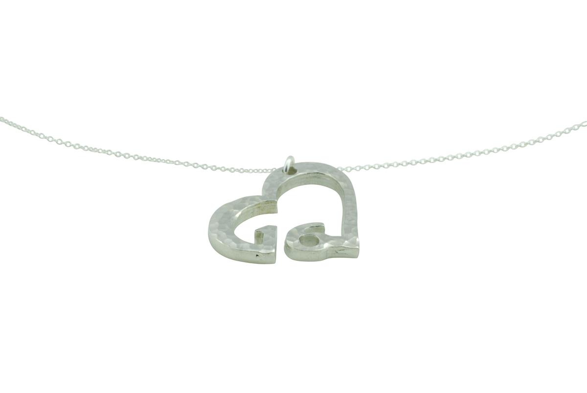 16th Anniversary Gift for Wife | Beaten Heart Pendant on Sterling Silver Chain | 16 Year Wedding Anniversary Necklace, Handmade UK