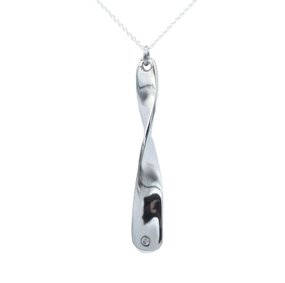 Ten Year Anniversary Tin and Diamond Twist Drop Pendant