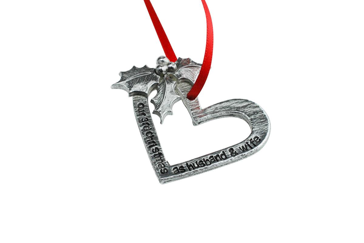 3 Year Anniversary Christmas Tree Ornament - Reads Our 3rd Christmas as Husband & Wife