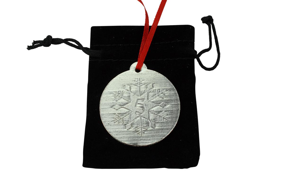 5th Christmas Snowflake Metal Decoration - 5th Anniversary Idea