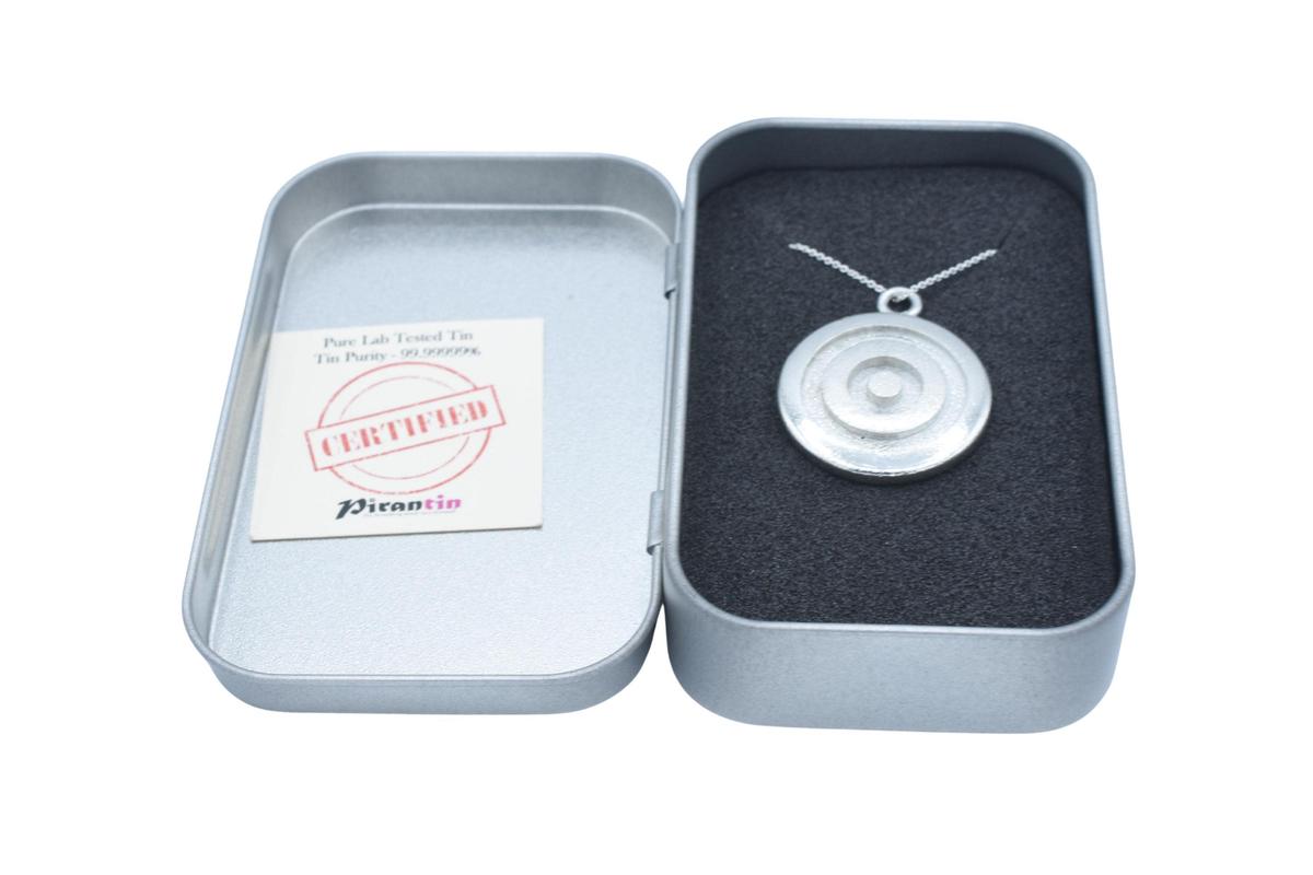 Tin spiral disc Pendant Necklace – 10th Anniversary Gift, Pure Tin