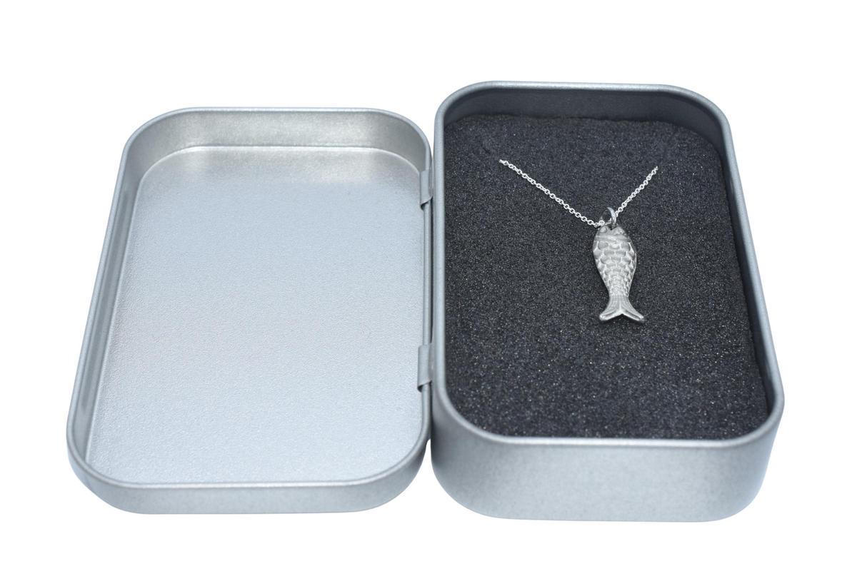 Tin Fish Pendant/Necklace - 10th Wedding Anniversary. Birthday.