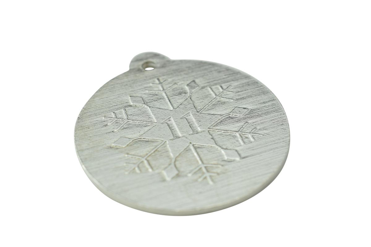 11th Christmas Snowflake Metal Decoration - 11th Anniversary Idea