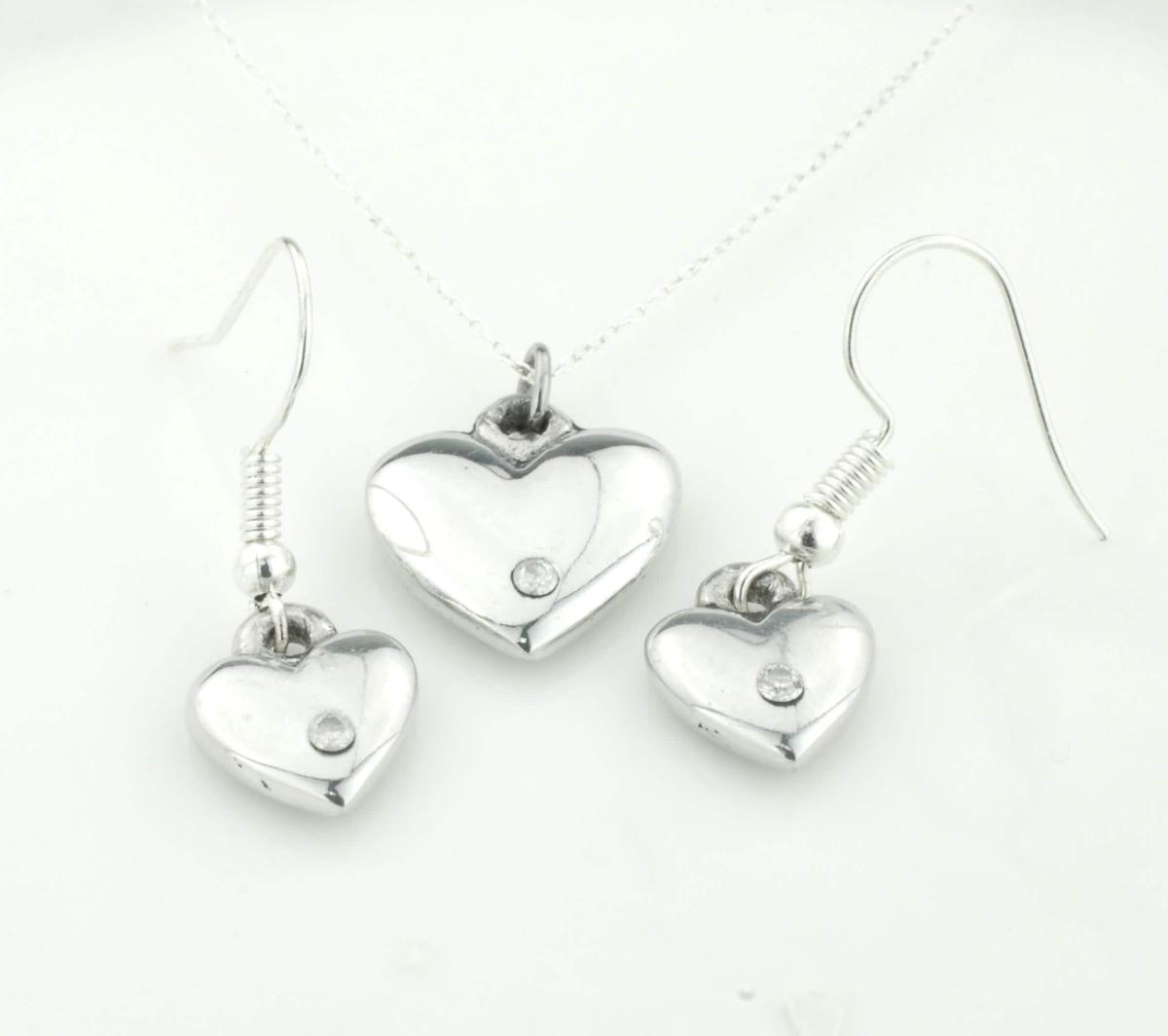 Classic Tin Diamond Necklace and Earring set - 10th Anniversary gift