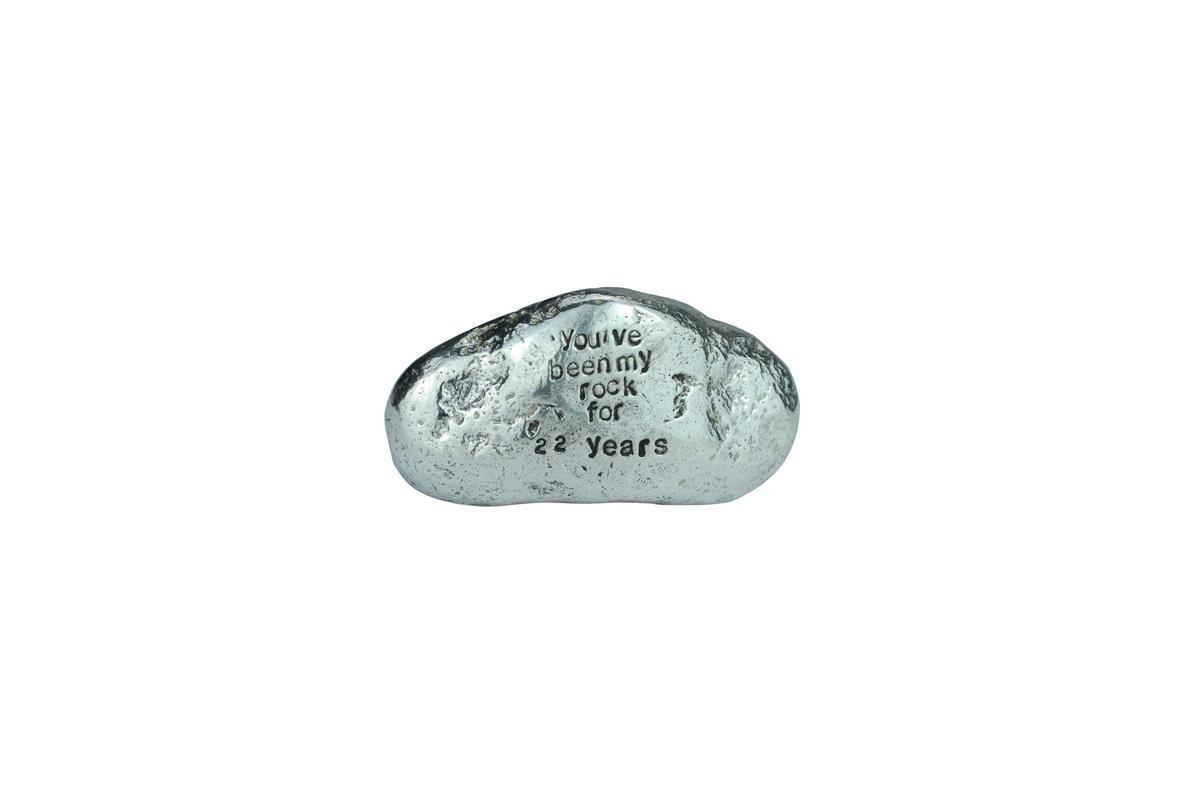 22nd Anniversary Gift for Husband | 'You’ve Been My Rock' Engraved Metal Rock Ornament | 22 Year Wedding Anniversary Keepsake Gift
