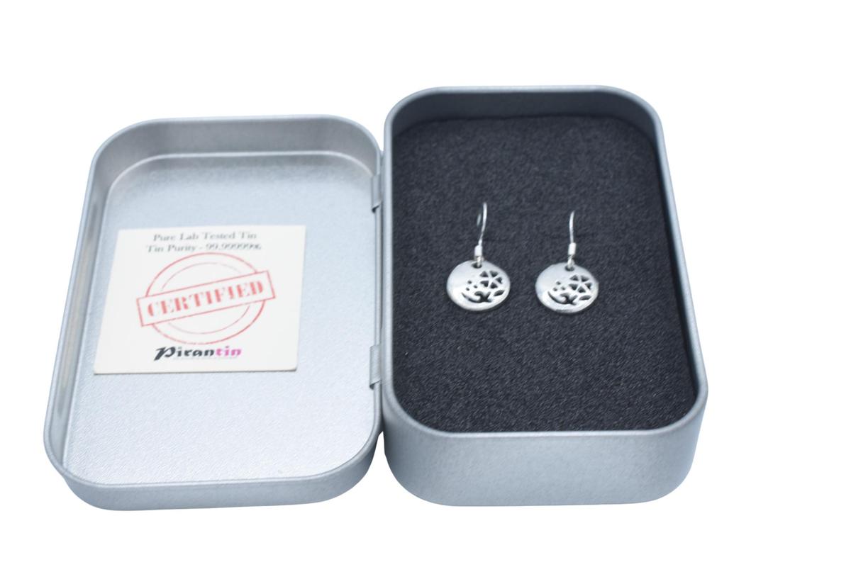 Tin Cut Out Flower Design Earrings - Anniversary or Birthday Gift