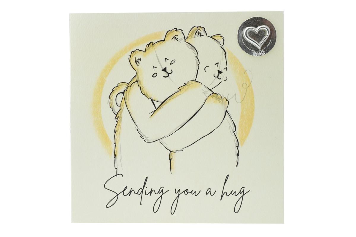 Cute Hugging Card with Hug Token - Perfect for Friends or Family - Socially Distanced Hug