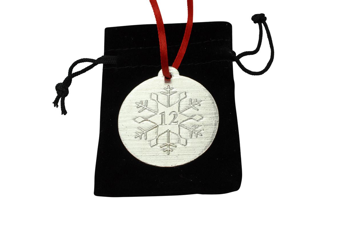 12th Christmas Snowflake Metal Decoration - 12th Anniversary Idea