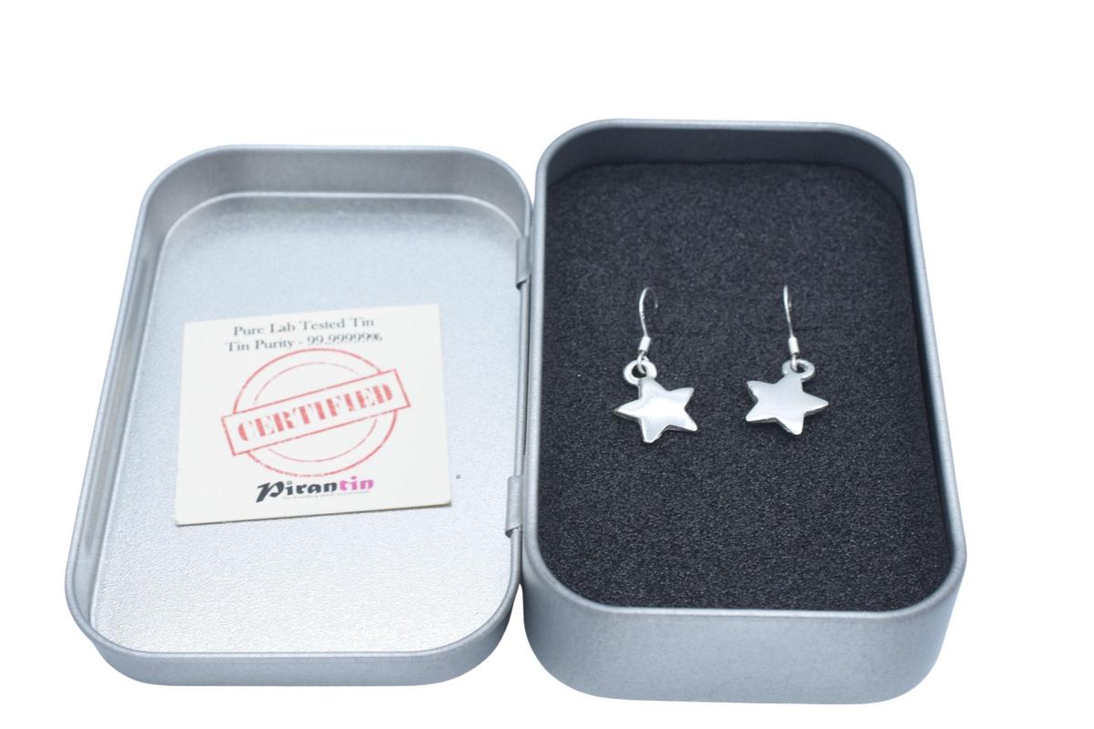 Tin Smooth Star Design Earrings - Anniversary or Birthday Gift