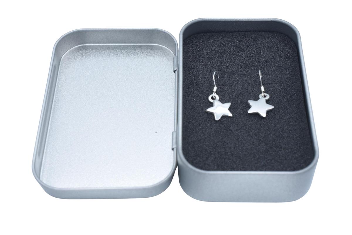 Tin Smooth Star Design Earrings - Anniversary or Birthday Gift