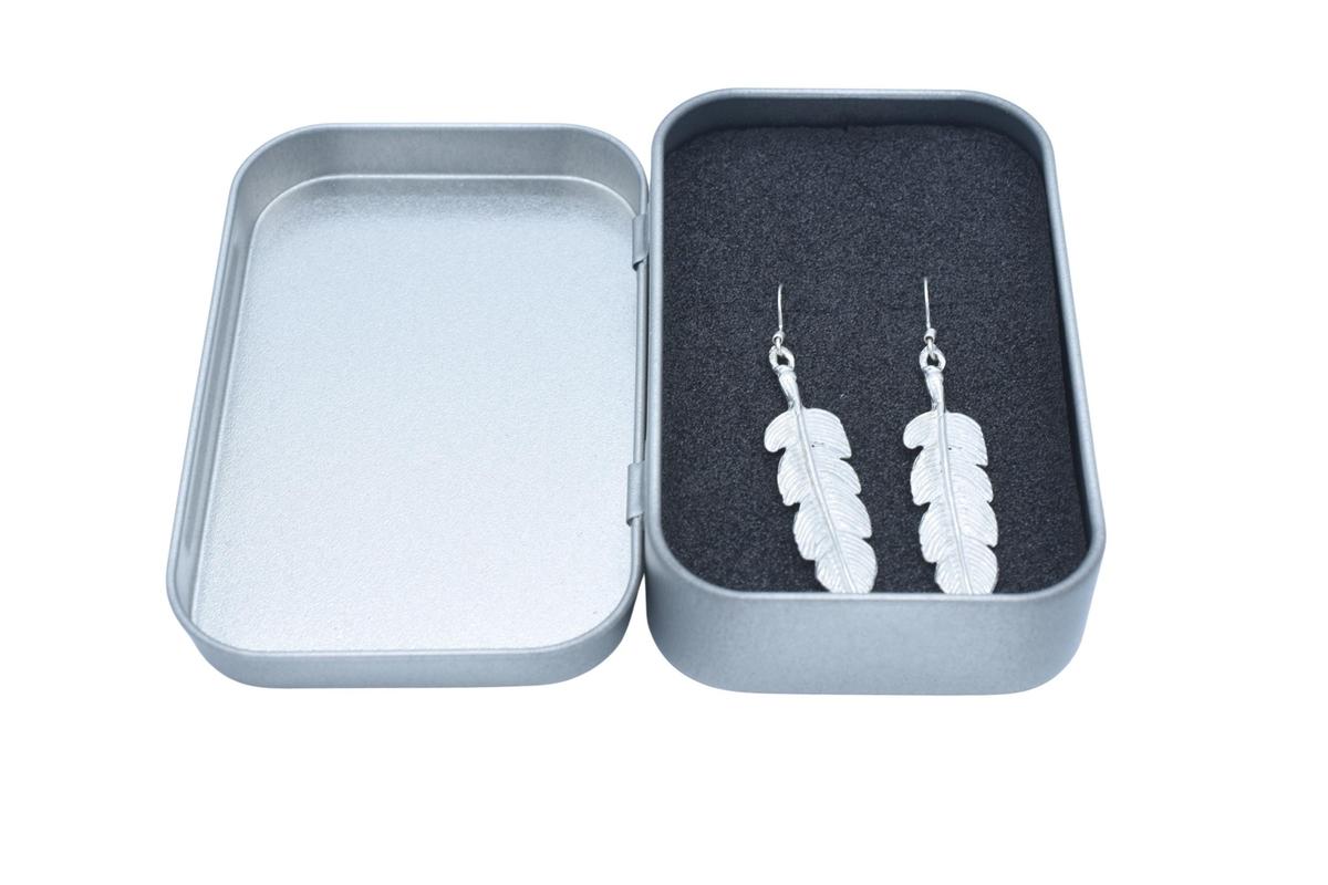 Tin Feather Design Earrings - Anniversary or Birthday Gift