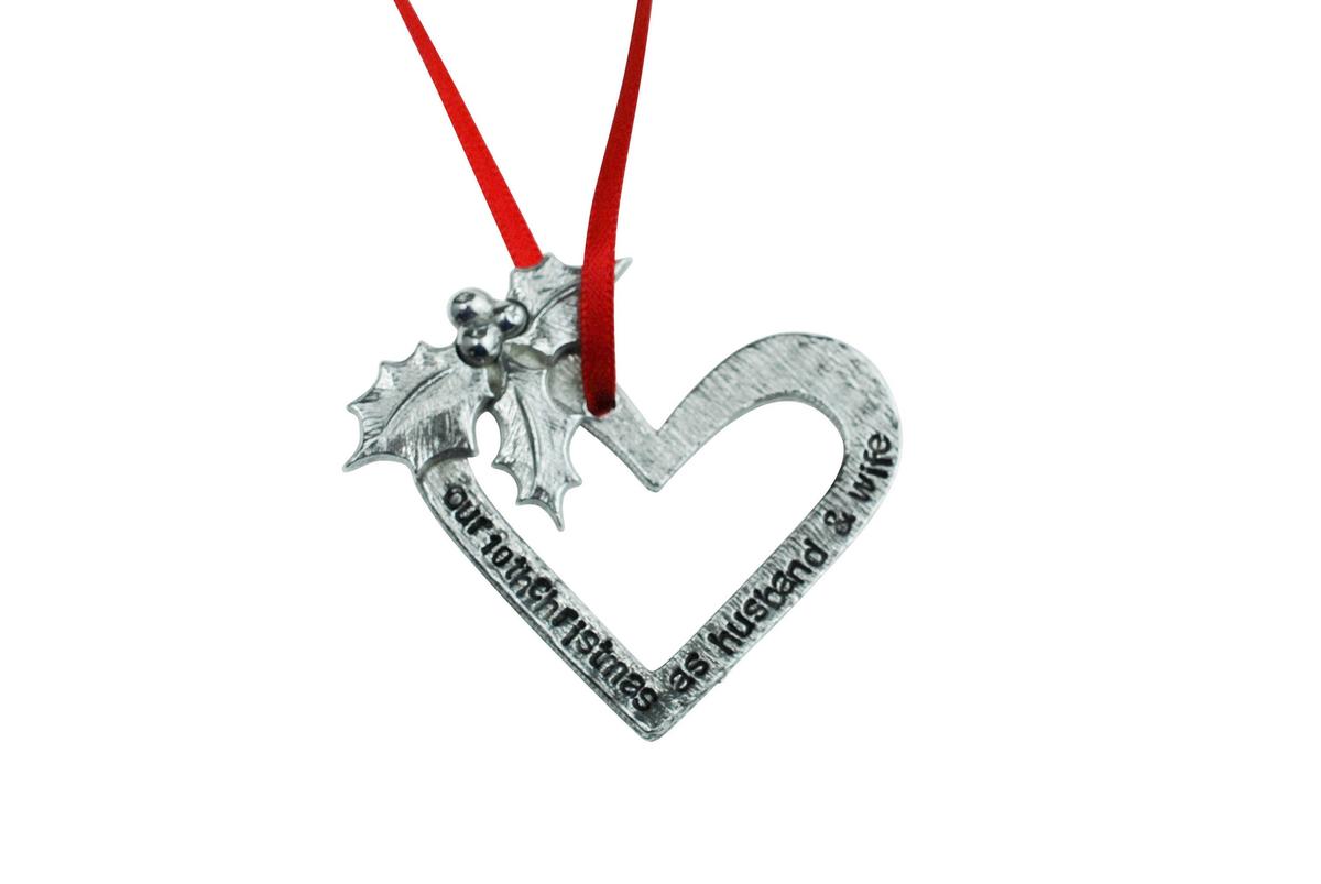10 Year Anniversary Christmas Tree Ornament - Reads Our 10th Christmas as Husband & Wife