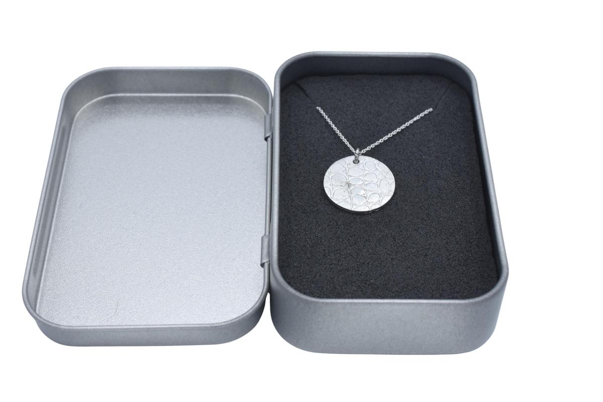 Tin Textured Effect Pendant Necklace – 10th Anniversary Gift, Pure Tin