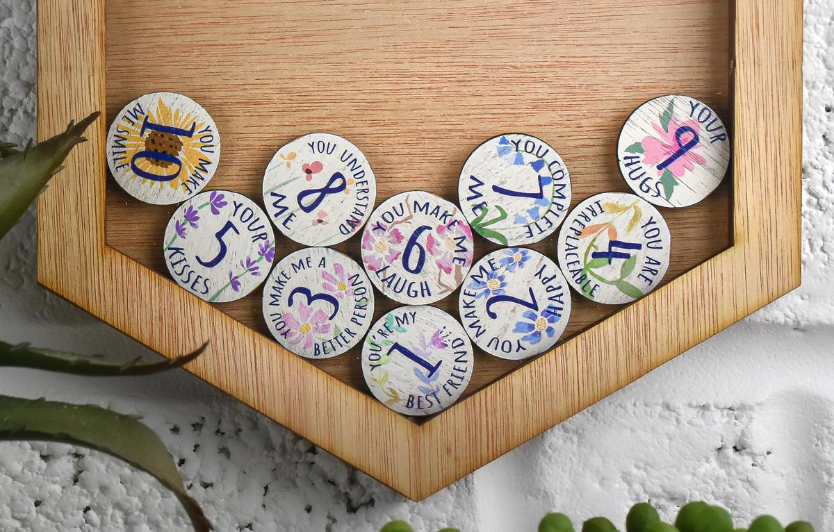 1st Anniversary Reasons I Love You Wall Frame and Full Colour Tokens
