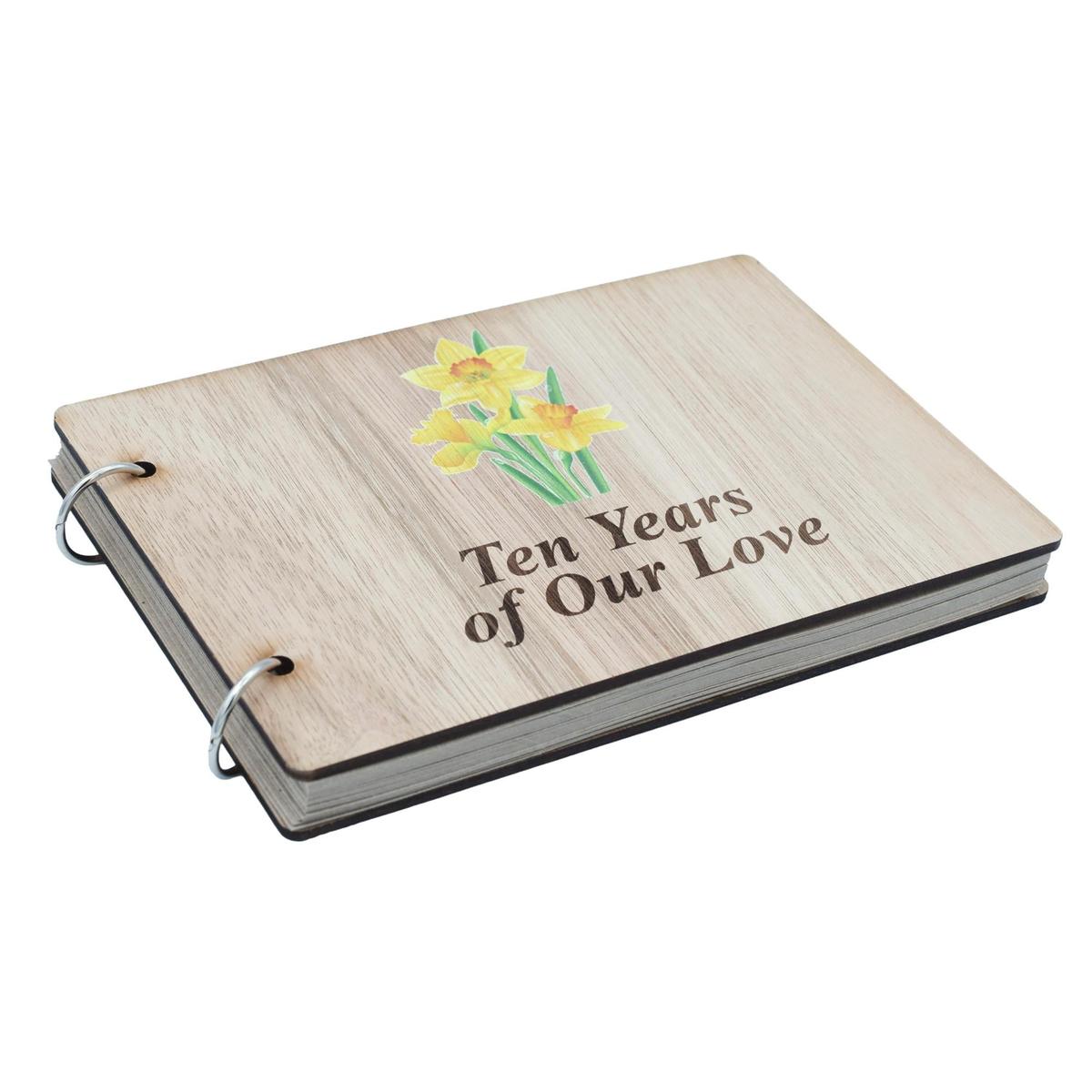 Colour Daffodil 'Ten Years Of Our Love' - Scrapbook, Photo album or Notebook Idea For 10th Anniversary
