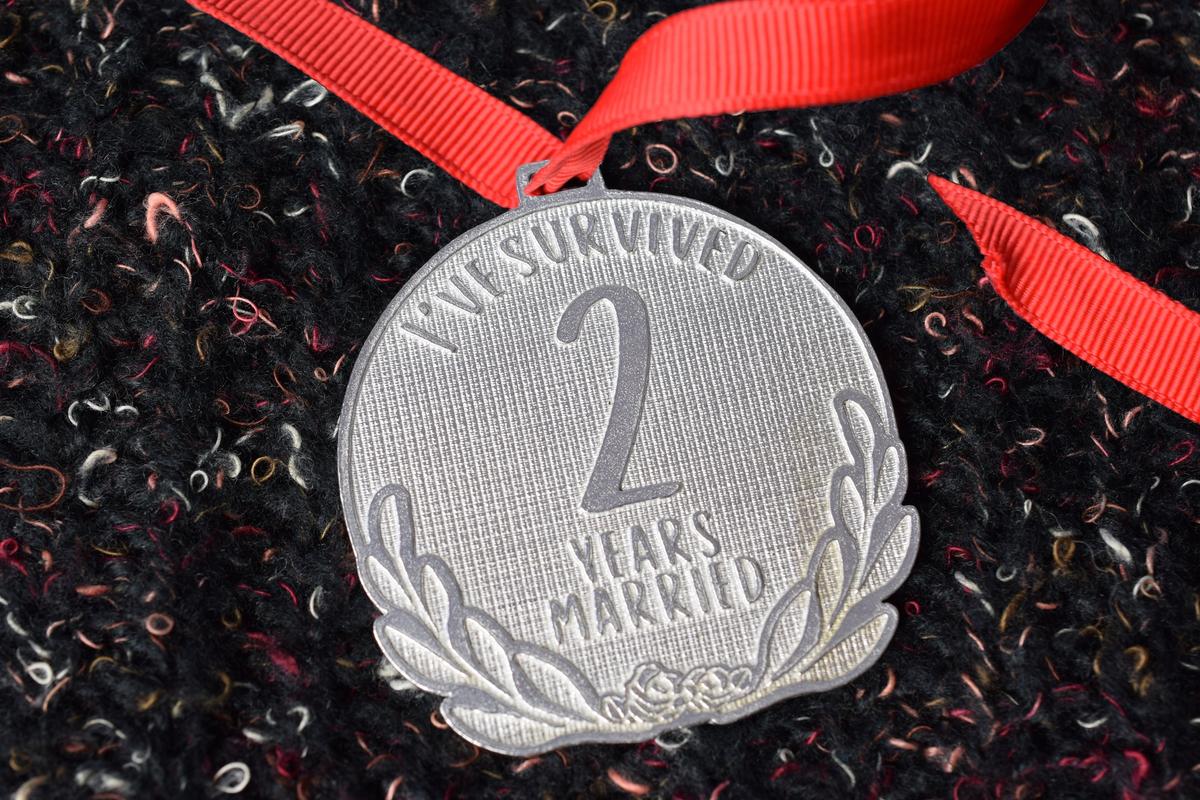 I've Survived 2 Years Married | Anniversary Medal with Sarcastic Phrase