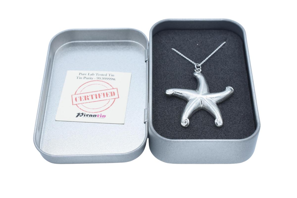 Tin Starfish Pendant/Necklace (Large) - 10th Wedding Anniversary. Birthday.
